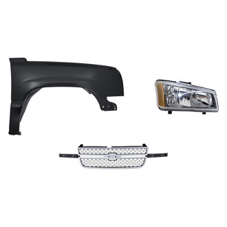Replacement - 3-Piece Kit (Passenger Side Headlight, Grille, Front Passenger Side Fender) (Standard Line)