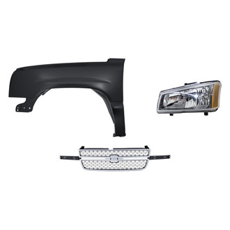 Replacement - 3-Piece Kit (Driver Side Headlight, Grille, Front Driver Side Fender) (Standard Line)