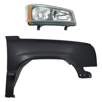 Replacement - 2-Piece Kit (Passenger Side Headlight, Front Passenger Side Fender) (CAPA Certified)