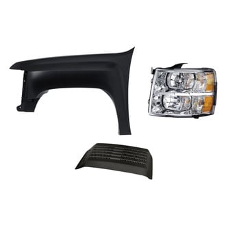 Replacement - 3-Piece Kit (Driver Side Headlight, Driver Side Hood Scoop Grille, Front Driver Side Fender) (Standard Line)