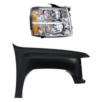 Replacement BNDL-251061 - 2-Piece Kit (Passenger Side Headlight, Front Passenger Side Fender) (CAPA Certified)