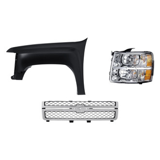 Replacement - 3-Piece Kit (Driver Side Headlight, Grille, Front Driver Side Fender) (CAPA Certified)