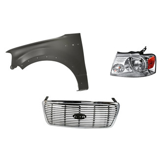 Replacement - 3-Piece Kit (Driver Side Headlight, Grille, Front Driver Side Fender) (Standard Line)