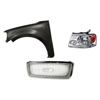 Replacement - 3-Piece Kit (Driver Side Headlight, Grille, Front Driver Side Fender) (Standard Line)