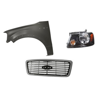 Replacement - 3-Piece Kit (Driver Side Headlight, Grille, Front Driver Side Fender) (Standard Line)
