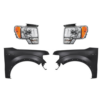 Replacement - 4-Piece Kit (Driver and Passenger Side Headlights, Driver and Passenger Side Fenders) (Standard Line)