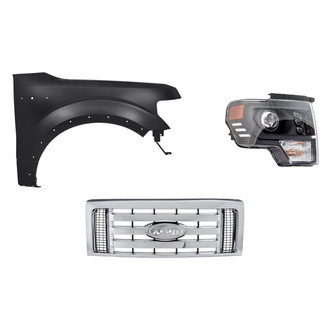 Replacement - 3-Piece Kit (Passenger Side Headlight, Grille, Front Passenger Side Fender) (Standard Line)
