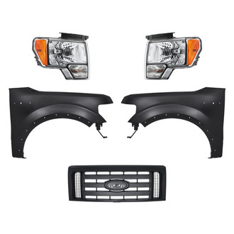 Replacement - 5-Piece Kit (Driver and Passenger Side Headlights, Grille, Driver and Passenger Side Fenders) (Standard Line)