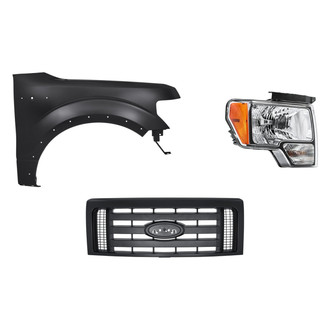 Replacement - 3-Piece Kit (Passenger Side Headlight, Grille, Front Passenger Side Fender) (Standard Line)