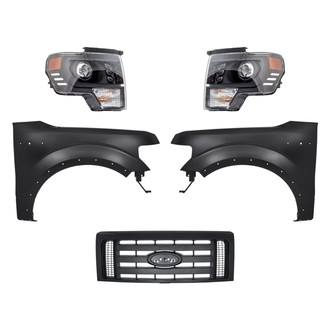 Replacement - 5-Piece Kit (Driver and Passenger Side Headlights, Grille, Driver and Passenger Side Fenders) (Standard Line)