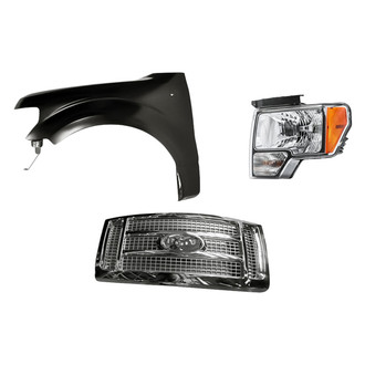 Replacement - 3-Piece Kit (Driver Side Headlight, Grille, Front Driver Side Fender) (Standard Line)