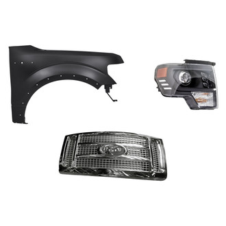 Replacement - 3-Piece Kit (Passenger Side Headlight, Grille, Front Passenger Side Fender) (Standard Line)