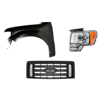 Replacement - 3-Piece Kit (Driver Side Headlight, Grille, Front Driver Side Fender) (CAPA Certified)
