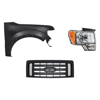Replacement - 3-Piece Kit (Passenger Side Headlight, Grille, Front Passenger Side Fender) (CAPA Certified)