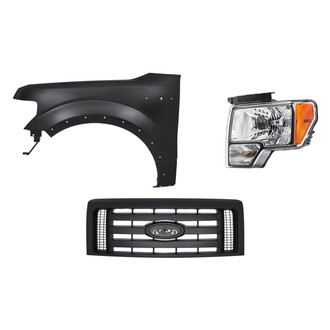 Replacement - 3-Piece Kit (Driver Side Headlight, Grille, Front Driver Side Fender) (CAPA Certified)