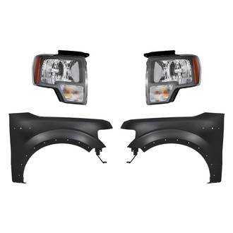 Replacement - 4-Piece Kit (Driver and Passenger Side Headlights, Driver and Passenger Side Fenders) (Standard Line)