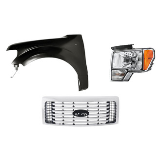 Replacement - 3-Piece Kit (Driver Side Headlight, Grille, Front Driver Side Fender) (Standard Line)
