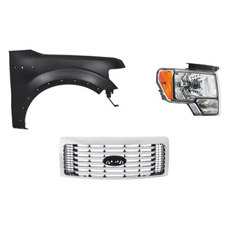 Replacement - 3-Piece Kit (Passenger Side Headlight, Grille, Front Passenger Side Fender) (Standard Line)