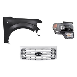 Replacement - 3-Piece Kit (Passenger Side Headlight, Grille, Front Passenger Side Fender) (Standard Line)
