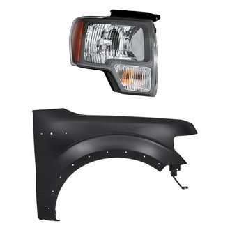 Replacement - 2-Piece Kit (Passenger Side Headlight, Front Passenger Side Fender) (CAPA Certified)