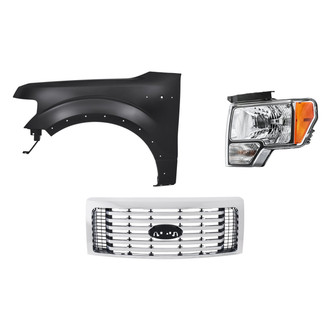 Replacement - 3-Piece Kit (Driver Side Headlight, Grille, Front Driver Side Fender) (CAPA Certified)