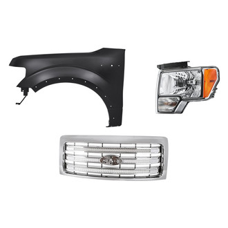 Replacement - 3-Piece Kit (Driver Side Headlight, Grille, Front Driver Side Fender) (CAPA Certified)