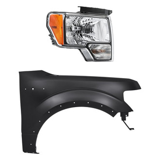 Replacement - 2-Piece Kit (Passenger Side Headlight, Front Passenger Side Fender) (CAPA Certified)