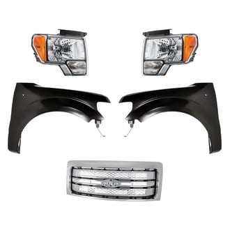 Replacement - 5-Piece Kit (Driver and Passenger Side Headlights, Grille, Driver and Passenger Side Fenders) (CAPA Certified)