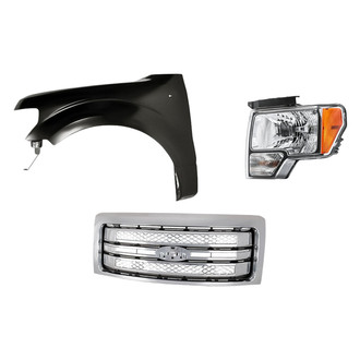 Replacement - 3-Piece Kit (Driver Side Headlight, Grille, Front Driver Side Fender) (CAPA Certified)