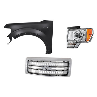 Replacement - 3-Piece Kit (Driver Side Headlight, Grille, Front Driver Side Fender) (CAPA Certified)
