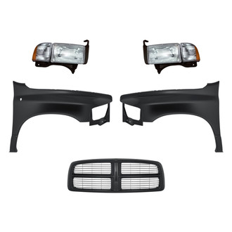 Replacement - 5-Piece Kit (Driver and Passenger Side Headlights, Grille, Driver and Passenger Side Fenders) (Standard Line)