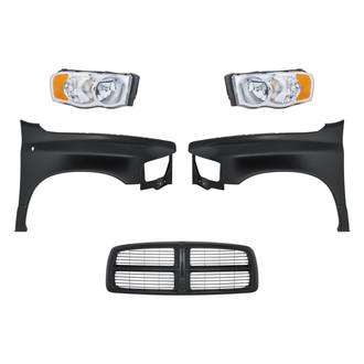 Replacement - 5-Piece Kit (Driver and Passenger Side Headlights, Grille, Driver and Passenger Side Fenders) (Standard Line)