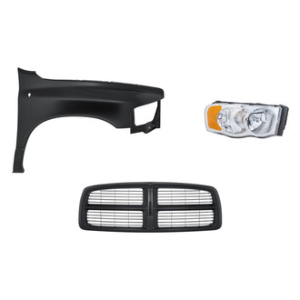 Replacement - 3-Piece Kit (Passenger Side Headlight, Grille, Front Passenger Side Fender) (Standard Line)