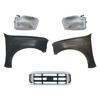 Replacement - 5-Piece Kit (Driver and Passenger Side Headlights, Grille, Driver and Passenger Side Fenders) (Standard Line)