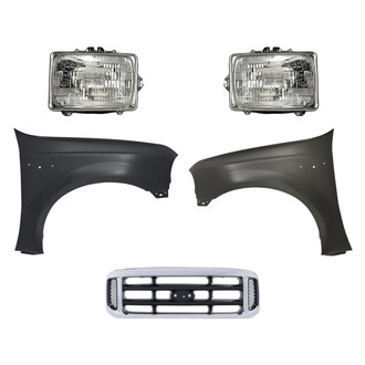Replacement - 5-Piece Kit (Driver and Passenger Side Headlights, Grille, Driver and Passenger Side Fenders) (Standard Line)