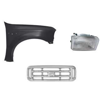 Replacement - 3-Piece Kit (Passenger Side Headlight, Grille, Front Passenger Side Fender) (Standard Line)