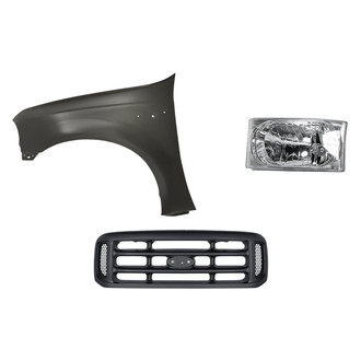 Replacement - 3-Piece Kit (Driver Side Headlight, Grille, Front Driver Side Fender) (Standard Line)