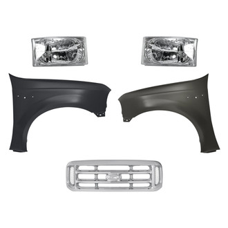 Replacement - 5-Piece Kit (Driver and Passenger Side Headlights, Grille, Driver and Passenger Side Fenders) (Standard Line)