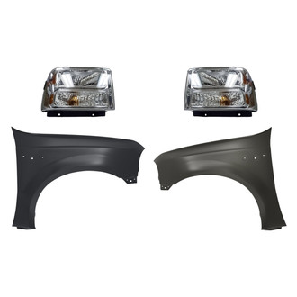 Replacement - 4-Piece Kit (Driver and Passenger Side Headlights, Driver and Passenger Side Fenders) (Standard Line)