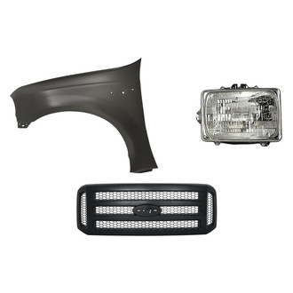 Replacement - 3-Piece Kit (Driver Side Headlight, Grille, Front Driver Side Fender) (Standard Line)