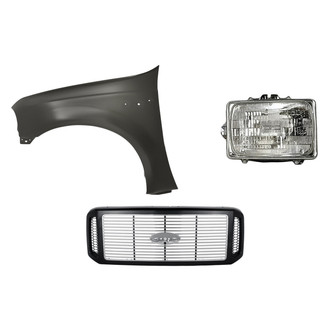Replacement - 3-Piece Kit (Driver Side Headlight, Grille, Front Driver Side Fender) (Standard Line)
