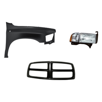 Replacement - 3-Piece Kit (Passenger Side Headlight, Grille Shell, Front Passenger Side Fender) (Standard Line)