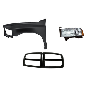 Replacement - 3-Piece Kit (Driver Side Headlight, Grille Shell, Front Driver Side Fender) (Standard Line)