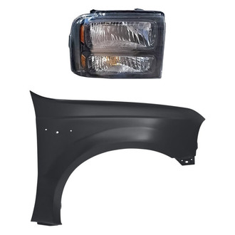 Replacement - 2-Piece Kit (Passenger Side Headlight, Front Passenger Side Fender) (CAPA Certified)