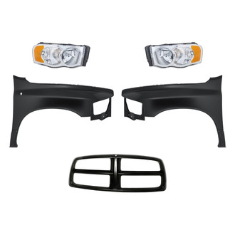 Replacement - 5-Piece Kit (Driver and Passenger Side Headlights, Grille Shell, Driver and Passenger Side Fenders) (Standard Line)