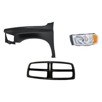 Replacement - 3-Piece Kit (Driver Side Headlight, Grille Shell, Front Driver Side Fender) (Standard Line)