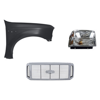 Replacement - 3-Piece Kit (Passenger Side Headlight, Grille, Front Passenger Side Fender) (Standard Line)