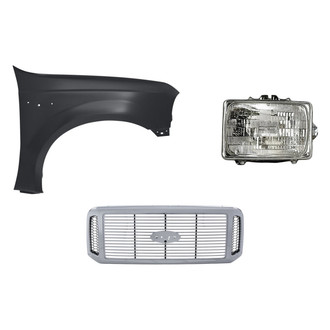 Replacement - 3-Piece Kit (Passenger Side Headlight, Grille, Front Passenger Side Fender) (Standard Line)