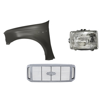 Replacement - 3-Piece Kit (Driver Side Headlight, Grille, Front Driver Side Fender) (Standard Line)
