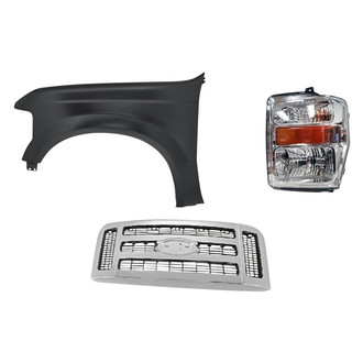Replacement - 3-Piece Kit (Driver Side Headlight, Grille, Front Driver Side Fender) (Standard Line)